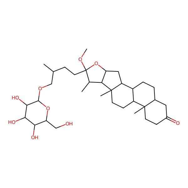 2D Structure of 6-Methoxy-7,9,13-trimethyl-6-[3-methyl-4-[3,4,5-trihydroxy-6-(hydroxymethyl)oxan-2-yl]oxybutyl]-5-oxapentacyclo[10.8.0.02,9.04,8.013,18]icosan-16-one