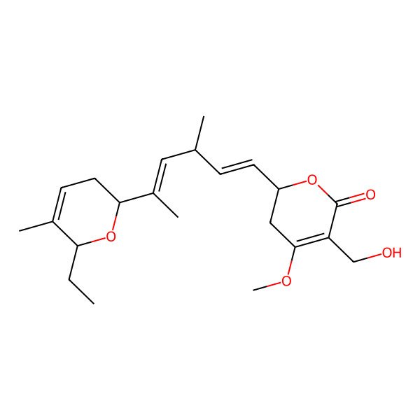 2D Structure of 2-[5-(6-ethyl-5-methyl-3,6-dihydro-2H-pyran-2-yl)-3-methylhexa-1,4-dienyl]-5-(hydroxymethyl)-4-methoxy-2,3-dihydropyran-6-one