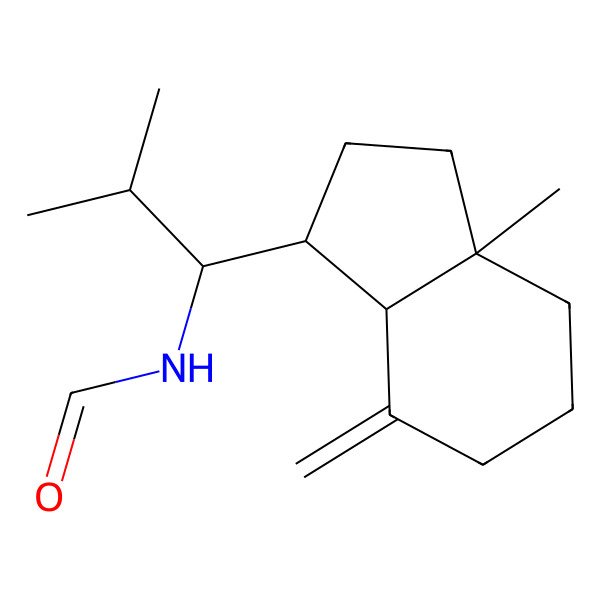 2D Structure of N-[(1S)-1-[(1S,3aS,7aS)-3a-methyl-7-methylidene-2,3,4,5,6,7a-hexahydro-1H-inden-1-yl]-2-methylpropyl]formamide
