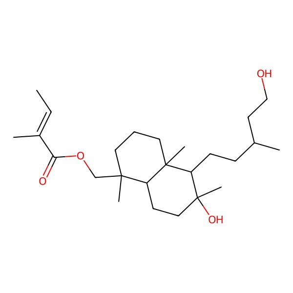2D Structure of [(1S,4aR,5S,6S,8aS)-6-hydroxy-5-[(3S)-5-hydroxy-3-methylpentyl]-1,4a,6-trimethyl-3,4,5,7,8,8a-hexahydro-2H-naphthalen-1-yl]methyl (Z)-2-methylbut-2-enoate