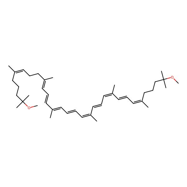 2D Structure of (6E,8E,10E,12E,14E,16E,18E,20E,22E,26E)-2,31-dimethoxy-2,6,10,14,19,23,27,31-octamethyldotriaconta-6,8,10,12,14,16,18,20,22,26-decaene