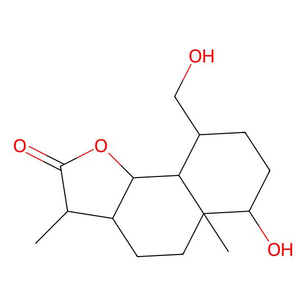 2D Structure of (3R,3aS,5aR,6R,9S,9aS,9bS)-6-hydroxy-9-(hydroxymethyl)-3,5a-dimethyl-3,3a,4,5,6,7,8,9,9a,9b-decahydrobenzo[g][1]benzofuran-2-one