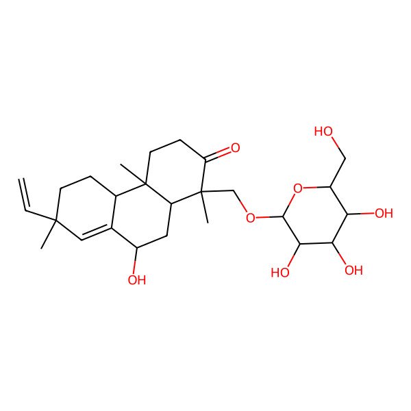 2D Structure of (1S,4aR,4bR,7R,9R,10aR)-7-ethenyl-9-hydroxy-1,4a,7-trimethyl-1-[[(2R,3S,4R,5S,6R)-3,4,5-trihydroxy-6-(hydroxymethyl)oxan-2-yl]oxymethyl]-3,4,4b,5,6,9,10,10a-octahydrophenanthren-2-one