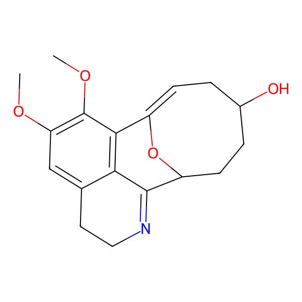 2D Structure of (2Z,5R,8R)-15,16-dimethoxy-18-oxa-10-azatetracyclo[7.7.1.12,8.013,17]octadeca-1(17),2,9,13,15-pentaen-5-ol
