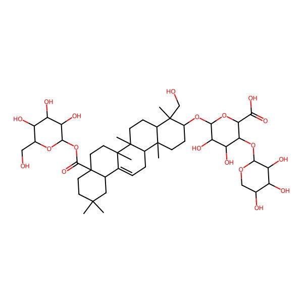 2D Structure of 4,5-Dihydroxy-6-[[4-(hydroxymethyl)-4,6a,6b,11,11,14b-hexamethyl-8a-[3,4,5-trihydroxy-6-(hydroxymethyl)oxan-2-yl]oxycarbonyl-1,2,3,4a,5,6,7,8,9,10,12,12a,14,14a-tetradecahydropicen-3-yl]oxy]-3-(3,4,5-trihydroxyoxan-2-yl)oxyoxane-2-carboxylic acid