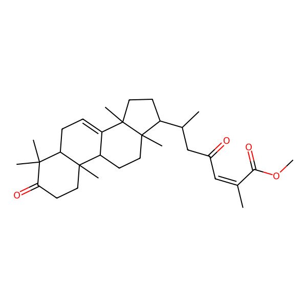 2D Structure of methyl (E,6R)-2-methyl-4-oxo-6-[(5R,9S,10R,13R,14R,17R)-4,4,10,13,14-pentamethyl-3-oxo-1,2,5,6,9,11,12,15,16,17-decahydrocyclopenta[a]phenanthren-17-yl]hept-2-enoate
