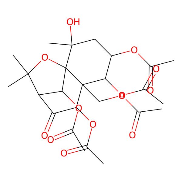 2D Structure of (4,5,7,12-Tetraacetyloxy-2-hydroxy-2,10,10-trimethyl-8-oxo-11-oxatricyclo[7.2.1.01,6]dodecan-6-yl)methyl acetate