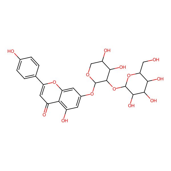 2D Structure of 7-[(2R,3S,4R,5S)-4,5-dihydroxy-3-[(2S,3R,4S,5S,6R)-3,4,5-trihydroxy-6-(hydroxymethyl)oxan-2-yl]oxyoxan-2-yl]oxy-5-hydroxy-2-(4-hydroxyphenyl)chromen-4-one