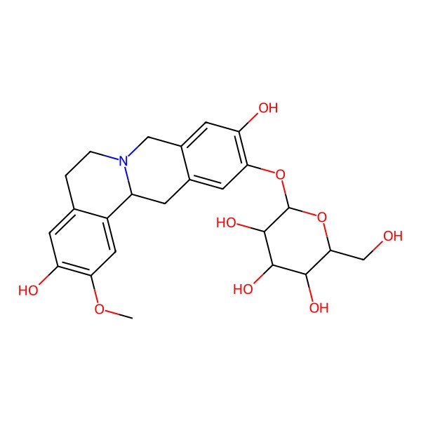 2D Structure of 2-[(3,10-dihydroxy-2-methoxy-6,8,13,13a-tetrahydro-5H-isoquinolino[2,1-b]isoquinolin-11-yl)oxy]-6-(hydroxymethyl)oxane-3,4,5-triol
