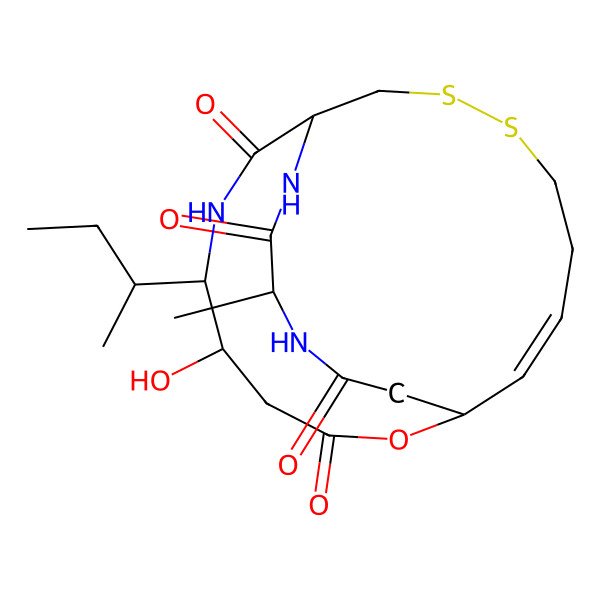 2D Structure of 6-Butan-2-yl-5-hydroxy-20-methyl-2-oxa-11,12-dithia-7,19,22-triazabicyclo[7.7.6]docos-15-ene-3,8,18,21-tetrone