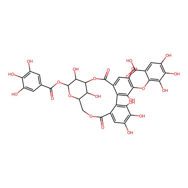 2D Structure of 2-[[(1S,19R,21S,22R,23R)-6,8,11,12,13,22,23-heptahydroxy-3,16-dioxo-21-(3,4,5-trihydroxybenzoyl)oxy-2,17,20-trioxatetracyclo[17.3.1.04,9.010,15]tricosa-4,6,8,10,12,14-hexaen-7-yl]oxy]-3,4,5-trihydroxybenzoic acid