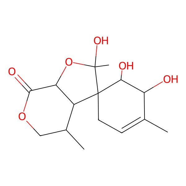 2D Structure of 2,5',6'-Trihydroxy-1',2,4-trimethylspiro[3a,4,5,7a-tetrahydrofuro[2,3-c]pyran-3,4'-cyclohexene]-7-one
