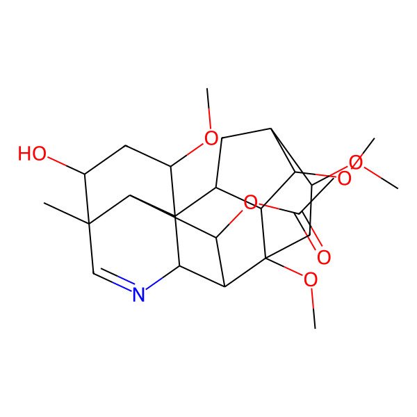 2D Structure of (14-Hydroxy-4,6,8,16-tetramethoxy-13-methyl-11-azahexacyclo[7.7.2.12,5.01,10.03,8.013,17]nonadec-11-en-18-yl) acetate