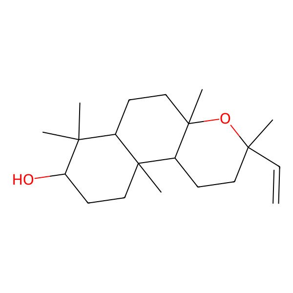 2D Structure of (3R,4aS,6aR,8R,10aR,10bS)-3-ethenyl-3,4a,7,7,10a-pentamethyl-2,5,6,6a,8,9,10,10b-octahydro-1H-benzo[f]chromen-8-ol