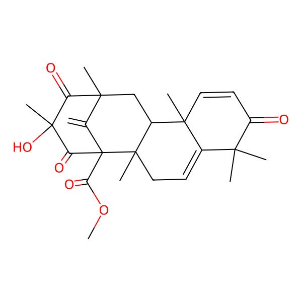 2D Structure of methyl (1R,2S,10S,11R,13R,15S)-15-hydroxy-2,6,6,10,13,15-hexamethyl-17-methylidene-7,14,16-trioxotetracyclo[11.3.1.02,11.05,10]heptadeca-4,8-diene-1-carboxylate