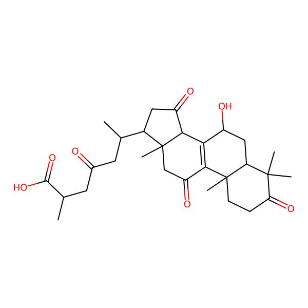 2D Structure of 6-(7-hydroxy-4,4,10,13-tetramethyl-3,11,15-trioxo-2,5,6,7,12,14,16,17-octahydro-1H-cyclopenta[a]phenanthren-17-yl)-2-methyl-4-oxoheptanoic acid
