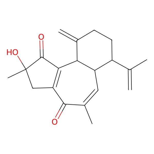 2D Structure of (2S,6aR,7S,10aS)-2-hydroxy-2,5-dimethyl-10-methylidene-7-prop-1-en-2-yl-3,6a,7,8,9,10a-hexahydrobenzo[h]azulene-1,4-dione