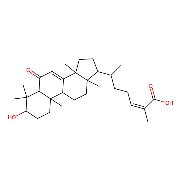 2D Structure of 6-(3-Hydroxy-4,4,10,13,14-pentamethyl-6-oxo-1,2,3,5,9,11,12,15,16,17-decahydrocyclopenta[a]phenanthren-17-yl)-2-methylhept-2-enoic acid