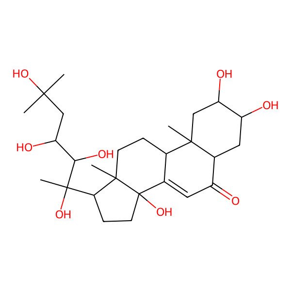 2D Structure of (2S,3R,5R,9R,10R,13R,14S,17S)-2,3,14-trihydroxy-10,13-dimethyl-17-[(2S,3R,4S)-2,3,4,6-tetrahydroxy-6-methylheptan-2-yl]-2,3,4,5,9,11,12,15,16,17-decahydro-1H-cyclopenta[a]phenanthren-6-one