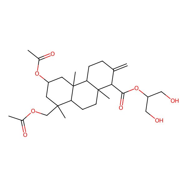 2D Structure of 1,3-Dihydroxypropan-2-yl 6-acetyloxy-8-(acetyloxymethyl)-4b,8,10a-trimethyl-2-methylidene-1,3,4,4a,5,6,7,8a,9,10-decahydrophenanthrene-1-carboxylate