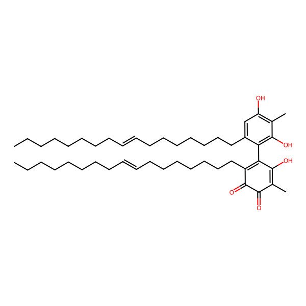 2D Structure of 3-[(Z)-heptadec-8-enyl]-4-[6-[(Z)-heptadec-8-enyl]-2,4-dihydroxy-3-methylphenyl]-5-hydroxy-6-methylcyclohexa-3,5-diene-1,2-dione