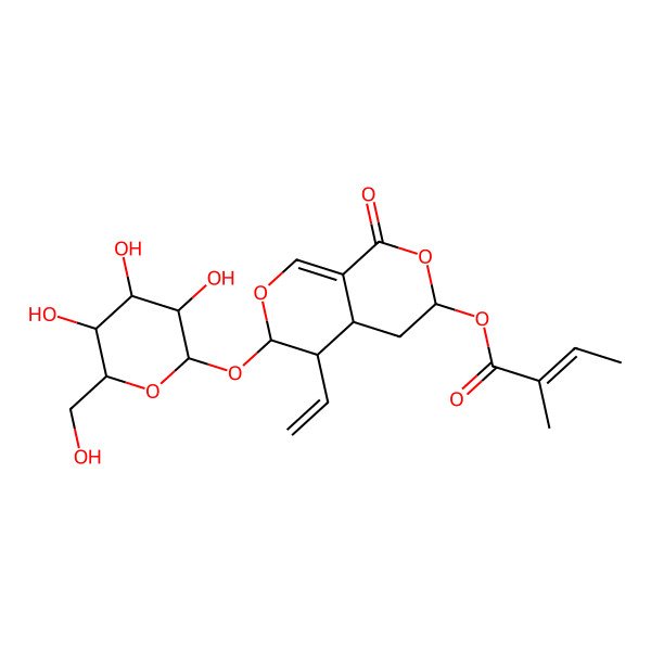 2D Structure of [5-ethenyl-1-oxo-6-[3,4,5-trihydroxy-6-(hydroxymethyl)oxan-2-yl]oxy-4,4a,5,6-tetrahydro-3H-pyrano[3,4-c]pyran-3-yl] 2-methylbut-2-enoate