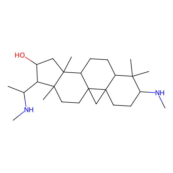 2D Structure of 7,7,12,16-Tetramethyl-6-(methylamino)-15-[1-(methylamino)ethyl]pentacyclo[9.7.0.01,3.03,8.012,16]octadecan-14-ol