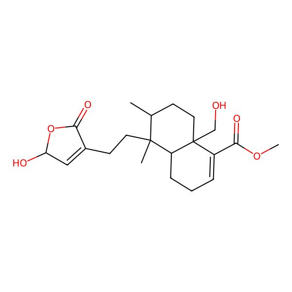 2D Structure of methyl (4aR,5S,6R,8aS)-8a-(hydroxymethyl)-5-[2-[(2R)-2-hydroxy-5-oxo-2H-furan-4-yl]ethyl]-5,6-dimethyl-3,4,4a,6,7,8-hexahydronaphthalene-1-carboxylate