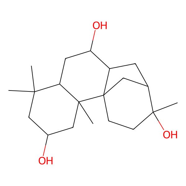 2D Structure of (1R,2S,4S,7S,9S,10S,12S,13S)-2,6,6,13-tetramethyltetracyclo[10.3.1.01,10.02,7]hexadecane-4,9,13-triol
