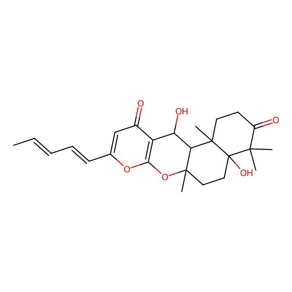 2D Structure of 7,18-Dihydroxy-2,6,6,10-tetramethyl-14-penta-1,3-dienyl-11,13-dioxatetracyclo[8.8.0.02,7.012,17]octadeca-12(17),14-diene-5,16-dione