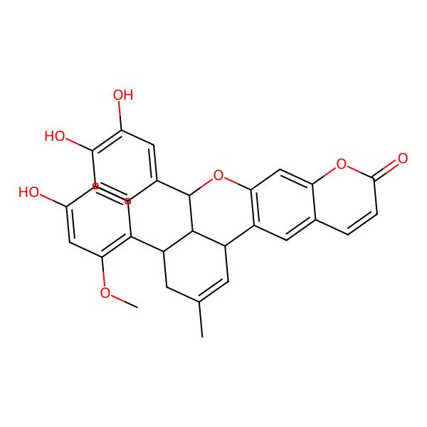 2D Structure of (4R,4aS,5S,12bS)-5-(3,4-dihydroxyphenyl)-4-(4-hydroxy-2-methoxyphenyl)-2-methyl-4,4a,5,12b-tetrahydro-3H-isochromeno[4,3-g]chromen-9-one