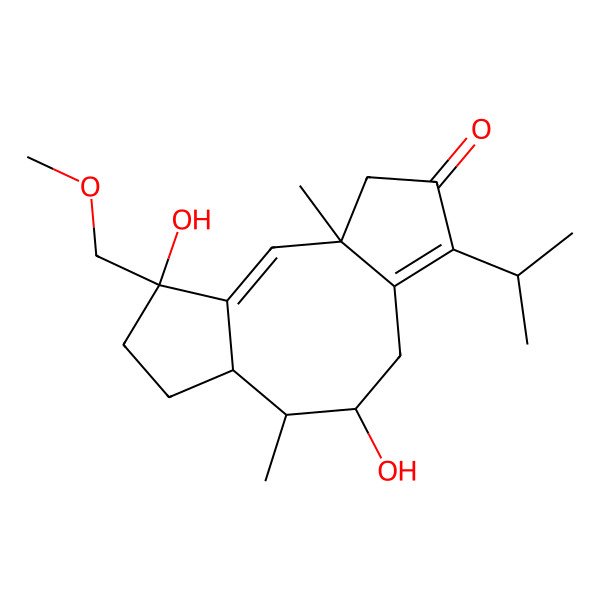 2D Structure of 9,14-Dihydroxy-14-(methoxymethyl)-3,10-dimethyl-6-propan-2-yltricyclo[9.3.0.03,7]tetradeca-1,6-dien-5-one
