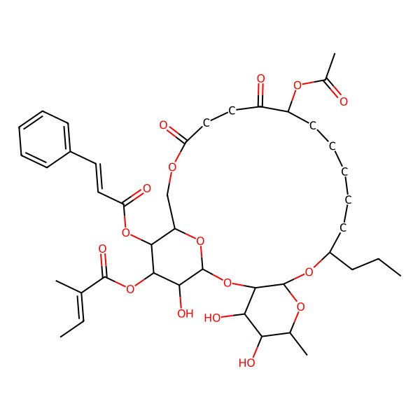 2D Structure of [(1S,3S,4R,5S,6S,8S,10S,16S,23S,24R,25R,26R)-16-acetyloxy-4,5,26-trihydroxy-6-methyl-17,20-dioxo-24-[(E)-3-phenylprop-2-enoyl]oxy-10-propyl-2,7,9,21,27-pentaoxatricyclo[21.3.1.03,8]heptacosan-25-yl] (Z)-2-methylbut-2-enoate