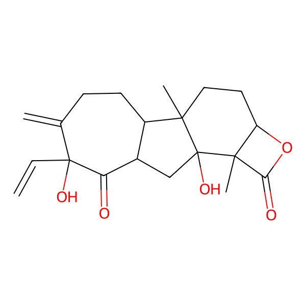 2D Structure of (1S,2R,6S,8R,10S,11R,14R)-6-ethenyl-6,10-dihydroxy-1,11-dimethyl-5-methylidene-13-oxatetracyclo[8.6.0.02,8.011,14]hexadecane-7,12-dione