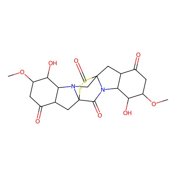 2D Structure of 5,15-Dihydroxy-6,16-dimethoxy-21,22-dithia-3,13-diazahexacyclo[9.9.2.01,13.03,11.04,9.014,19]docosane-2,8,12,18-tetrone