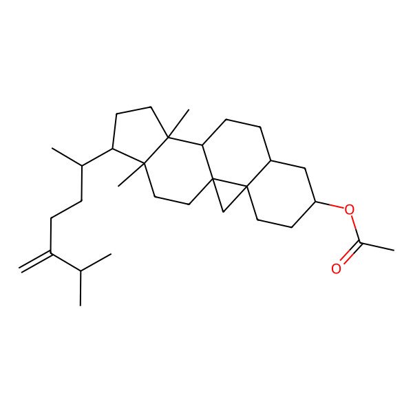 2D Structure of [(1R,3S,6S,8R,11R,12S,15R,16R)-12,16-dimethyl-15-[(2R)-6-methyl-5-methylideneheptan-2-yl]-6-pentacyclo[9.7.0.01,3.03,8.012,16]octadecanyl] acetate