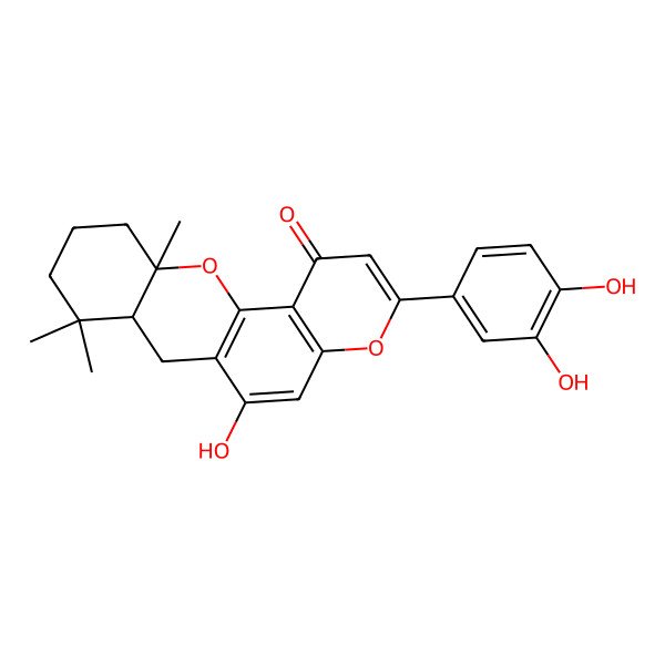 2D Structure of 3-(3,4-dihydroxyphenyl)-6-hydroxy-8,8,11a-trimethyl-7a,9,10,11-tetrahydro-7H-pyrano[2,3-c]xanthen-1-one