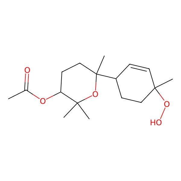 2D Structure of [(3S,6S)-6-[(1S,4R)-4-hydroperoxy-4-methylcyclohex-2-en-1-yl]-2,2,6-trimethyloxan-3-yl] acetate