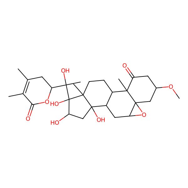 2D Structure of 15-[1-(4,5-Dimethyl-6-oxo-2,3-dihydropyran-2-yl)-1-hydroxyethyl]-12,14,15-trihydroxy-5-methoxy-2,16-dimethyl-8-oxapentacyclo[9.7.0.02,7.07,9.012,16]octadecan-3-one