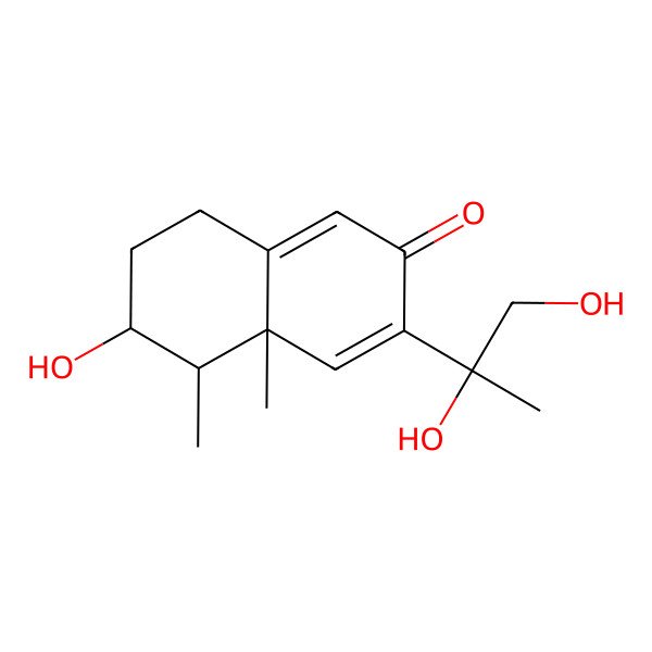 2D Structure of (4aR,5R,6R)-3-[(2R)-1,2-dihydroxypropan-2-yl]-6-hydroxy-4a,5-dimethyl-5,6,7,8-tetrahydronaphthalen-2-one