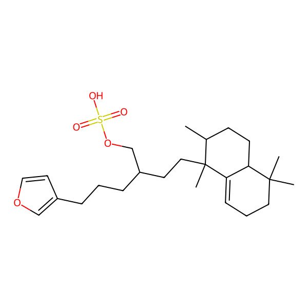 2D Structure of [2-[2-[(1S,2S,4aR)-1,2,5,5-tetramethyl-2,3,4,4a,6,7-hexahydronaphthalen-1-yl]ethyl]-5-(furan-3-yl)pentyl] hydrogen sulfate