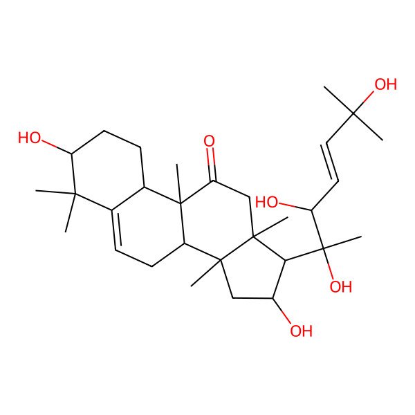 2D Structure of 3,16-Dihydroxy-4,4,9,13,14-pentamethyl-17-(2,3,6-trihydroxy-6-methylhept-4-en-2-yl)-1,2,3,7,8,10,12,15,16,17-decahydrocyclopenta[a]phenanthren-11-one