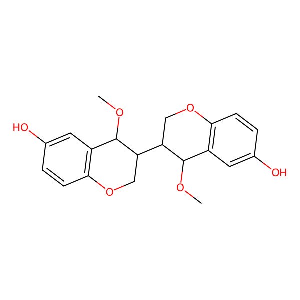 2D Structure of (3R,4R)-3-[(3R,4R)-6-hydroxy-4-methoxy-3,4-dihydro-2H-chromen-3-yl]-4-methoxy-3,4-dihydro-2H-chromen-6-ol