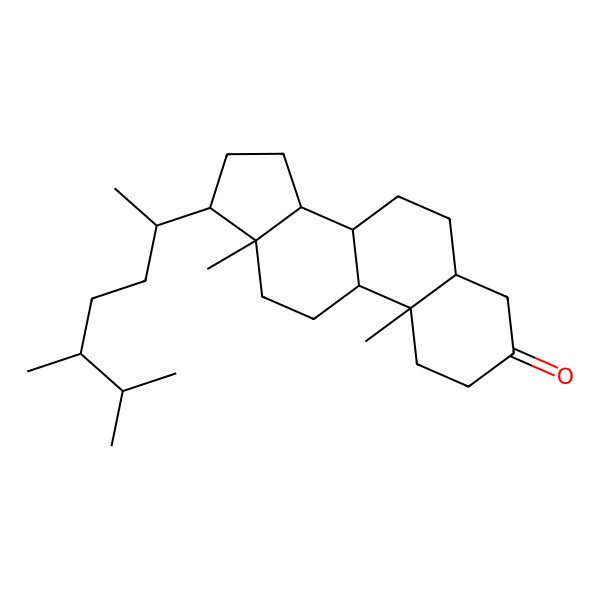 2D Structure of (5S,8S,9S,10R,13R,14S,17R)-17-[(2R,5R)-5,6-dimethylheptan-2-yl]-10,13-dimethyl-1,2,4,5,6,7,8,9,11,12,14,15,16,17-tetradecahydrocyclopenta[a]phenanthren-3-one