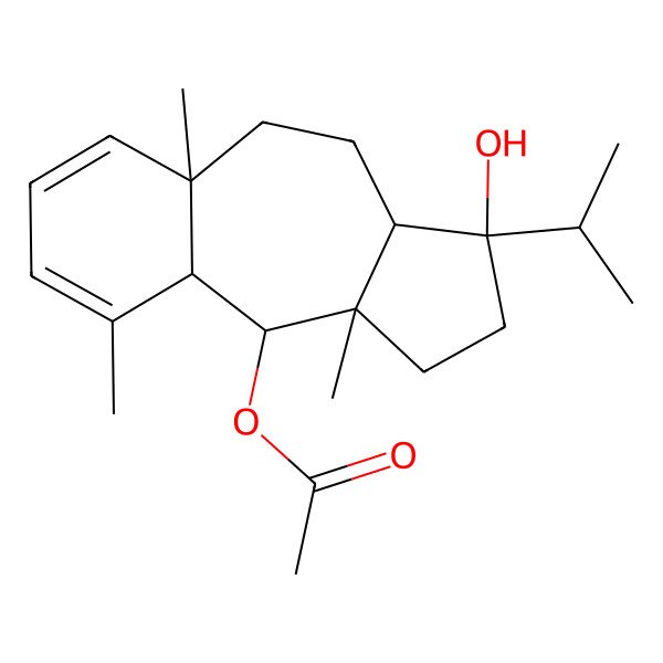 2D Structure of [(3R,3aR,5aR,9aS,10S,10aS)-3-hydroxy-5a,9,10a-trimethyl-3-propan-2-yl-2,3a,4,5,9a,10-hexahydro-1H-benzo[f]azulen-10-yl] acetate