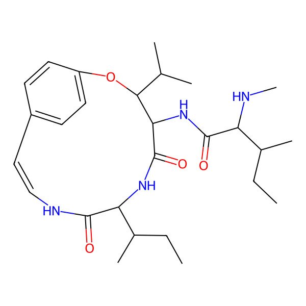 2D Structure of N-(7-butan-2-yl-5,8-dioxo-3-propan-2-yl-2-oxa-6,9-diazabicyclo[10.2.2]hexadeca-1(14),10,12,15-tetraen-4-yl)-3-methyl-2-(methylamino)pentanamide