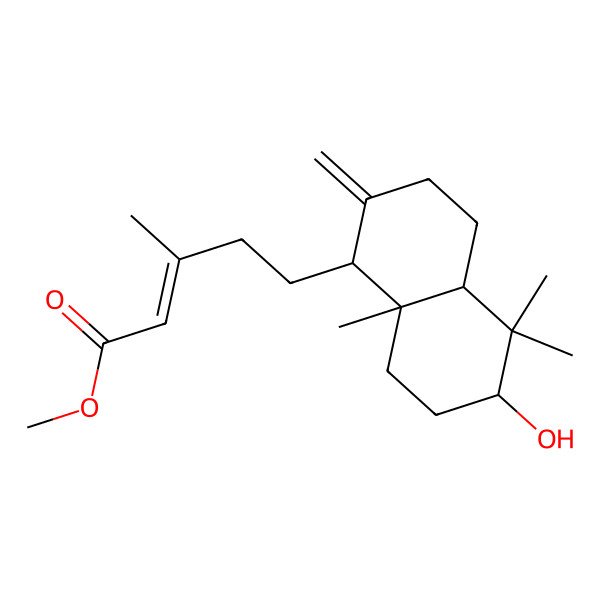 2D Structure of methyl (E)-5-[(1S,4aR,6S,8aR)-6-hydroxy-5,5,8a-trimethyl-2-methylidene-3,4,4a,6,7,8-hexahydro-1H-naphthalen-1-yl]-3-methylpent-2-enoate
