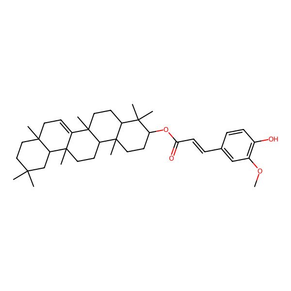2D Structure of (4,4,6a,6a,8a,11,11,14b-Octamethyl-1,2,3,4a,5,6,8,9,10,12,12a,13,14,14a-tetradecahydropicen-3-yl) 3-(4-hydroxy-3-methoxyphenyl)prop-2-enoate
