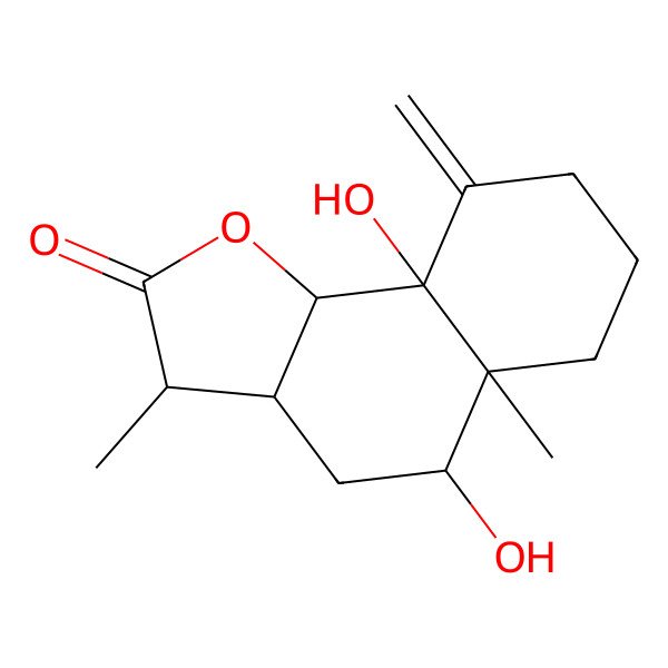 2D Structure of (3S,3aS,5S,5aR,9aR,9bS)-5,9a-dihydroxy-3,5a-dimethyl-9-methylidene-3,3a,4,5,6,7,8,9b-octahydrobenzo[g][1]benzofuran-2-one