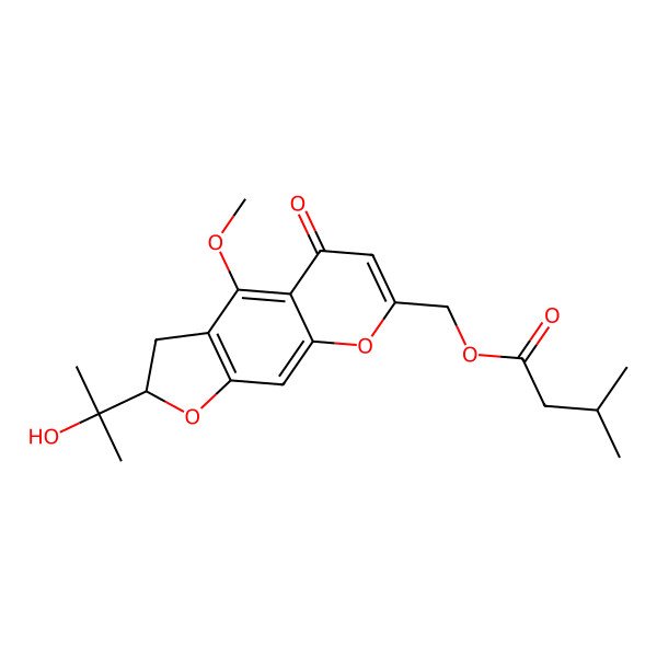 2D Structure of [(2S)-2-(2-hydroxypropan-2-yl)-4-methoxy-5-oxo-2,3-dihydrofuro[3,2-g]chromen-7-yl]methyl 3-methylbutanoate